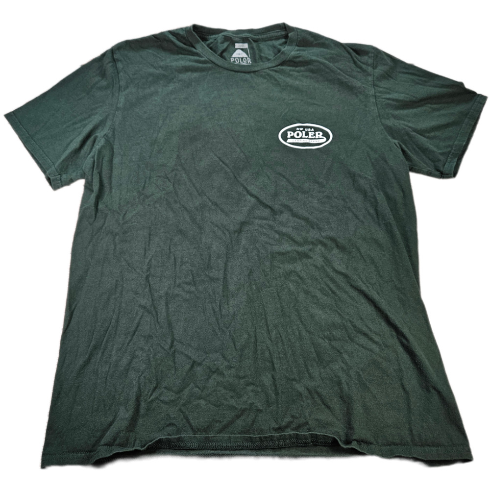 Poler T-Shirt Men's Dark Green Large 100% Cotton Eagle Camp Vibes Graphic